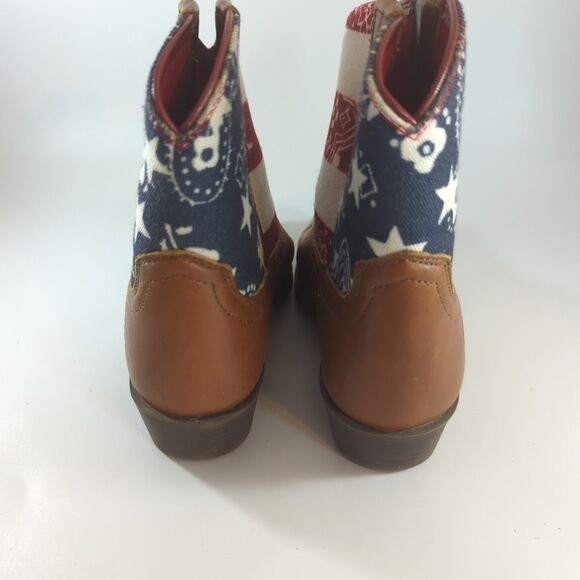 ARIAT Girls' Stars & Stripes - Size 2 / Snip Toe Cowboy Boots Leather Red Blue - Picture 5 of 10